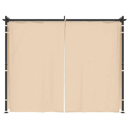 Gazebo with Curtains 3x3 m Cream Steel