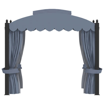Gazebo with Curtains 3x4 m Anthracite Steel
