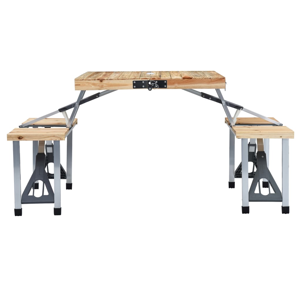 Folding Camping Table with 4 Seats Steel Aluminium