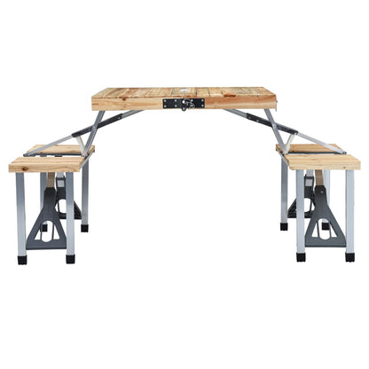Folding Camping Table with 4 Seats Steel Aluminium