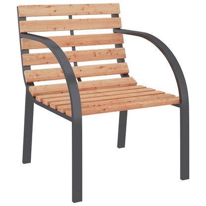 Garden Chair | Set of 2 | Brown | Wood seat and backrest, steel frame