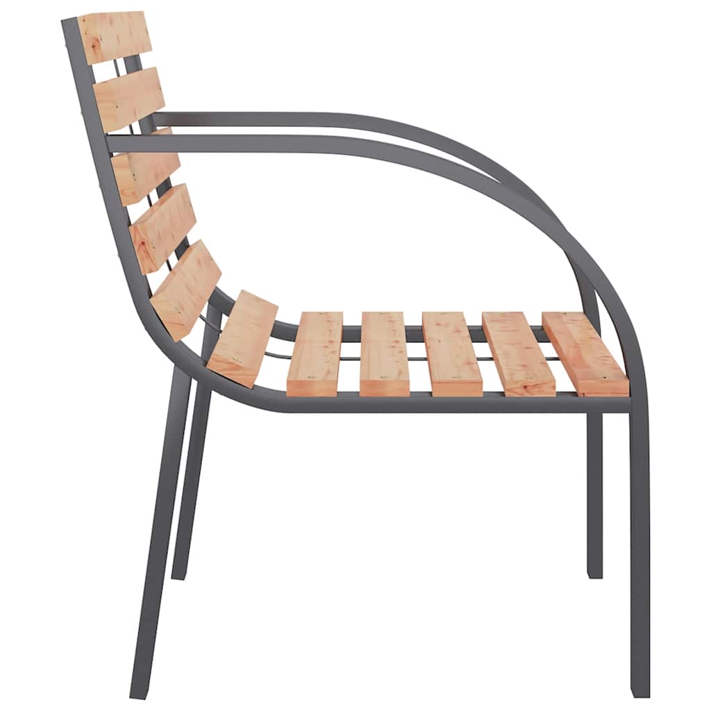 Garden Chair | Set of 2 | Brown | Wood seat and backrest, steel frame
