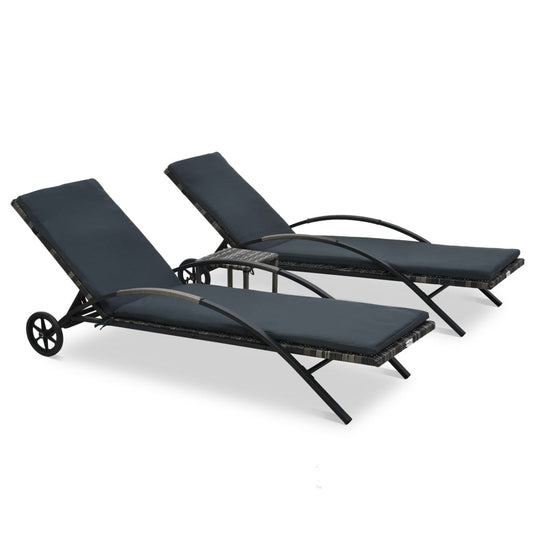 Sun Lounger | Anthracite and Grey | PE Rattan and Powder-Coated Steel
