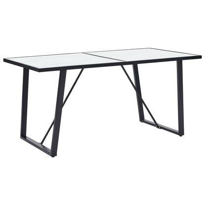 Dining Table White 160x80x75 cm Tempered Glass