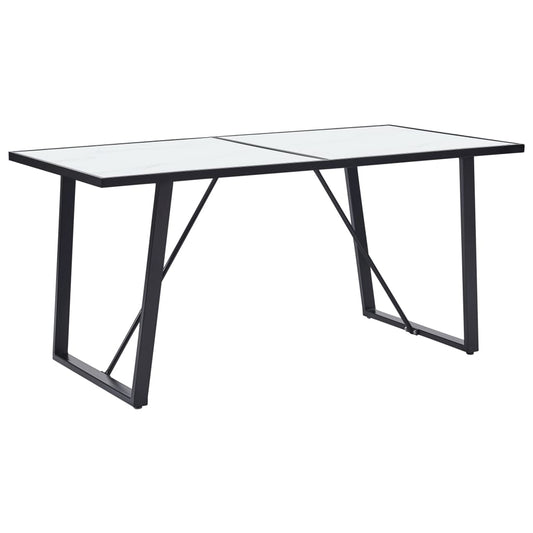 Dining Table White 160x80x75 cm Tempered Glass