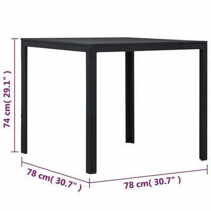 Coffee Table Black 78x78x74 cm HDPE Wood Look
