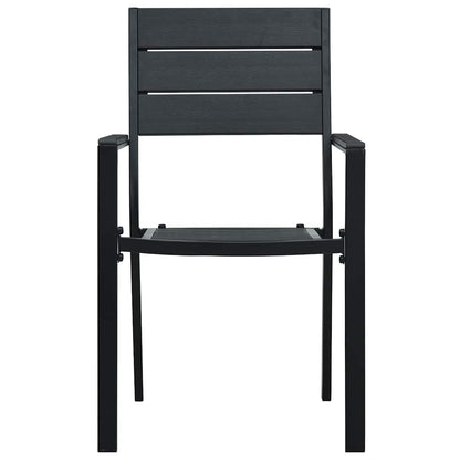 Garden Chairs 4 pcs Black HDPE Wood Look