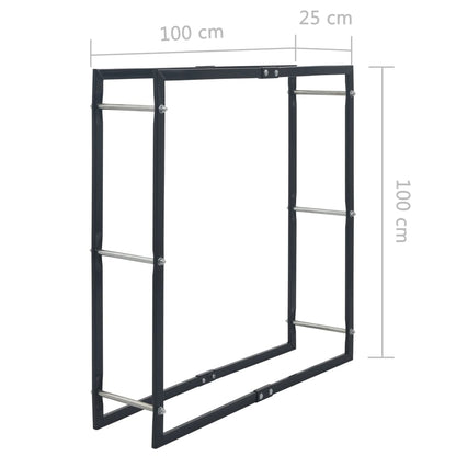 Firewood Rack Black 100x25x100 cm Steel