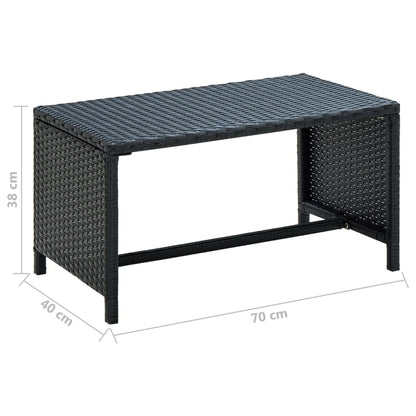 Coffee Table | Black | PE Rattan, powder-coated steel | 70x40x38 cm
