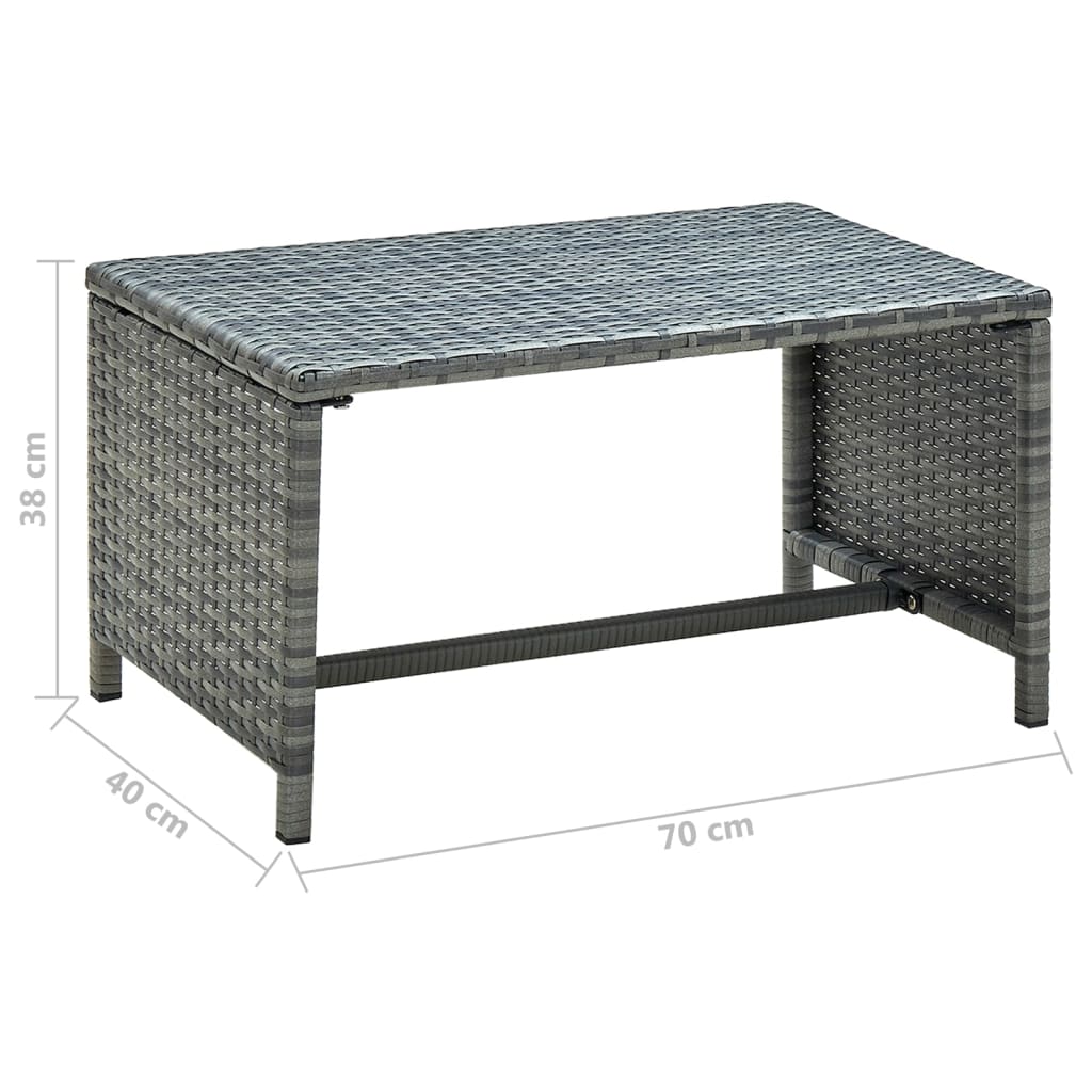 Coffee Table | Anthracite | Poly Rattan | 70 x 40 x 38 cm | Coffee Table