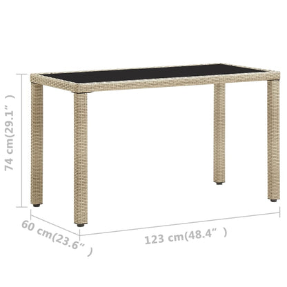 46449 vidaXL Garden Table Beige 123x60x74 cm Poly Rattan