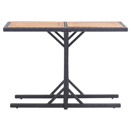 46456 vidaXL Garden Table Black Solid Acacia Wood and Poly Rattan