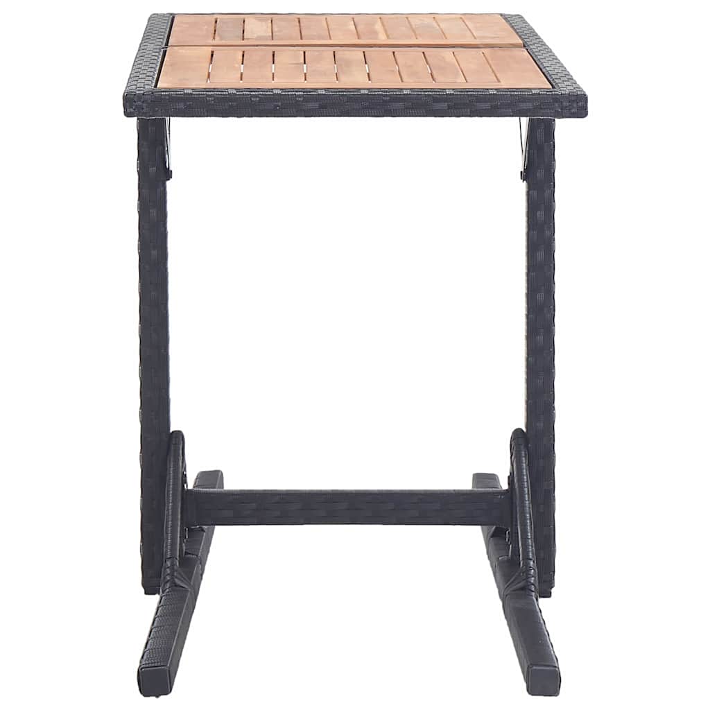 46456 vidaXL Garden Table Black Solid Acacia Wood and Poly Rattan