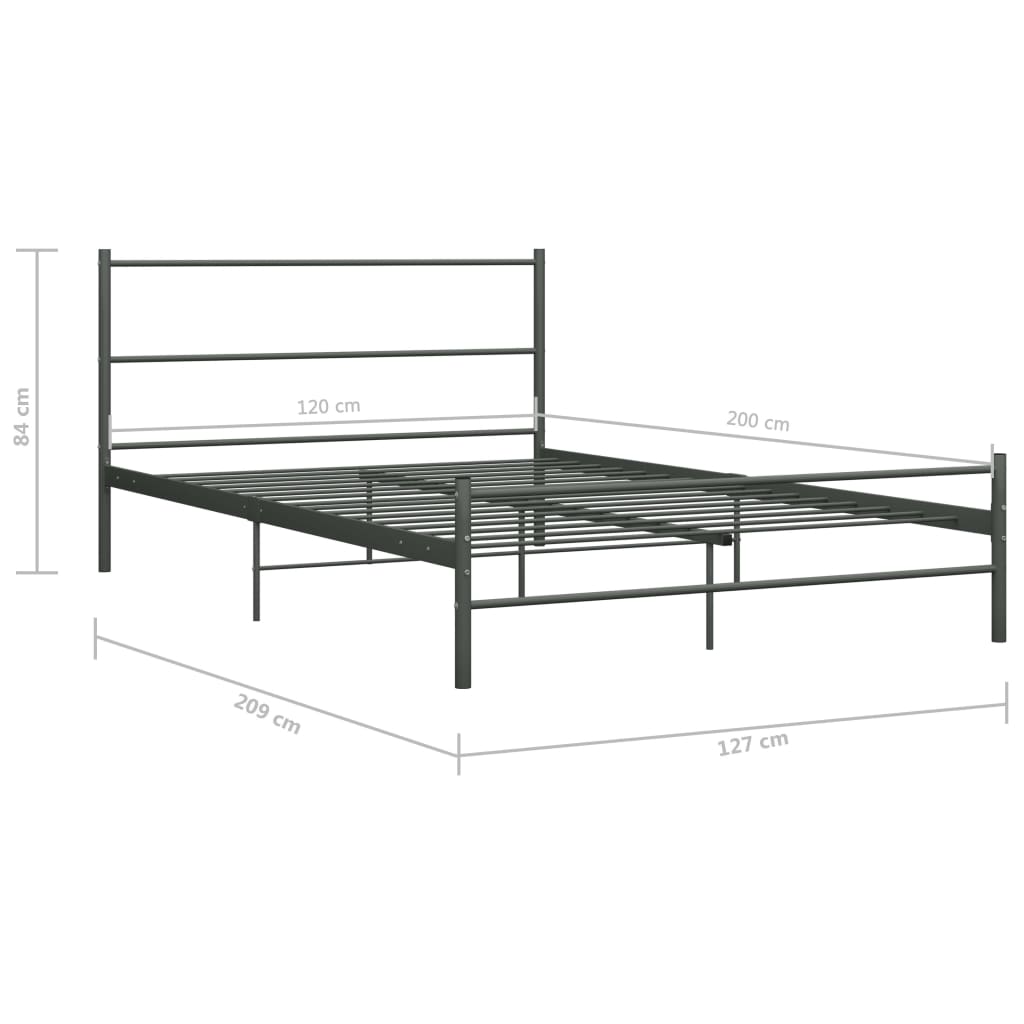 Bed Frame | Grey | Metal | Double | Durable | Bed Frame | Rectangular