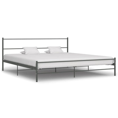 Bed Frame | Grey | Metal | 200x200cm | Durable | Bed Frame | Rectangular