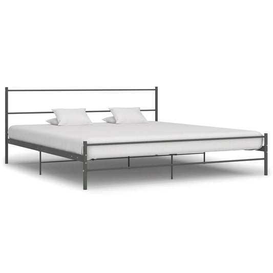 Bed Frame | Grey | Metal | 200x200cm | Durable | Bed Frame | Rectangular