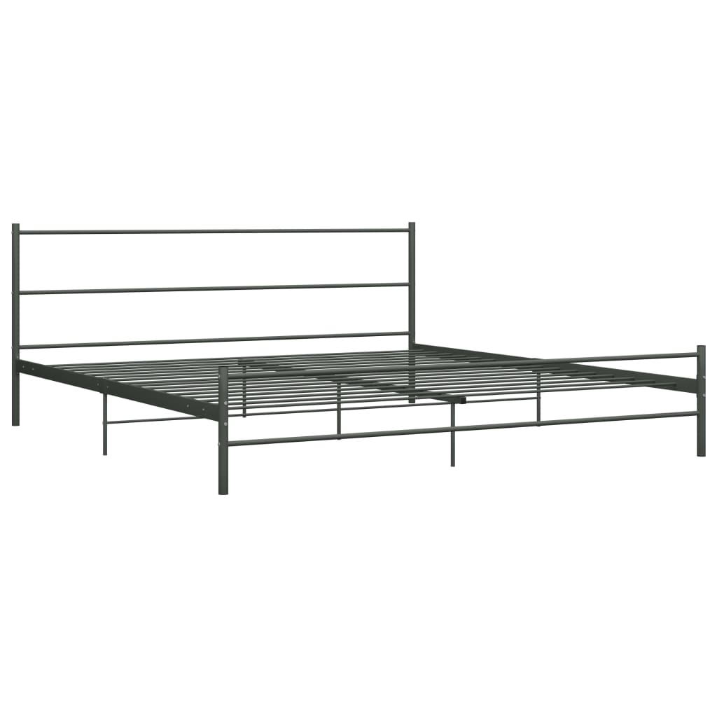 Bed Frame | Grey | Metal | 200x200cm | Durable | Bed Frame | Rectangular