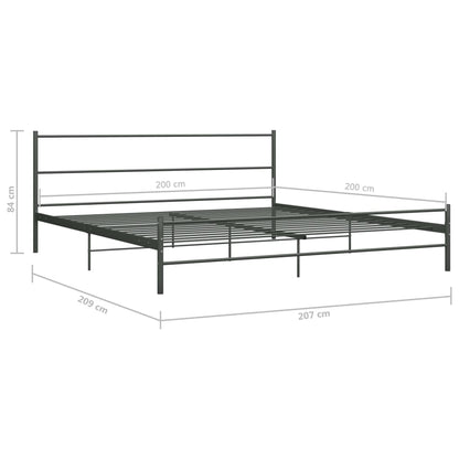 Bed Frame | Grey | Metal | 200x200cm | Durable | Bed Frame | Rectangular