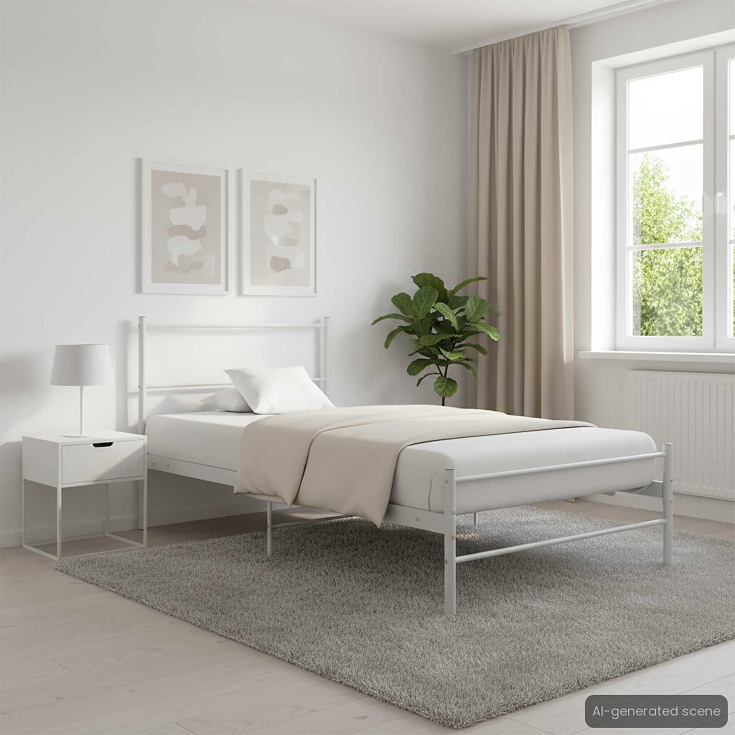 Bed Frame without Mattress White Metal 100x200 cm