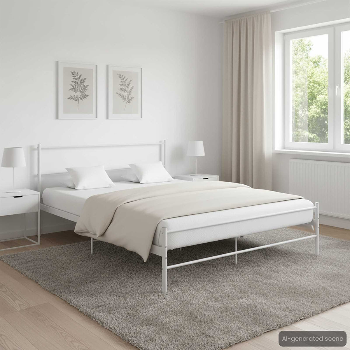 Bed Frame without Mattress White Metal 120x200 cm