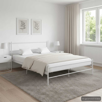 Bed Frame without Mattress White Metal 120x200 cm
