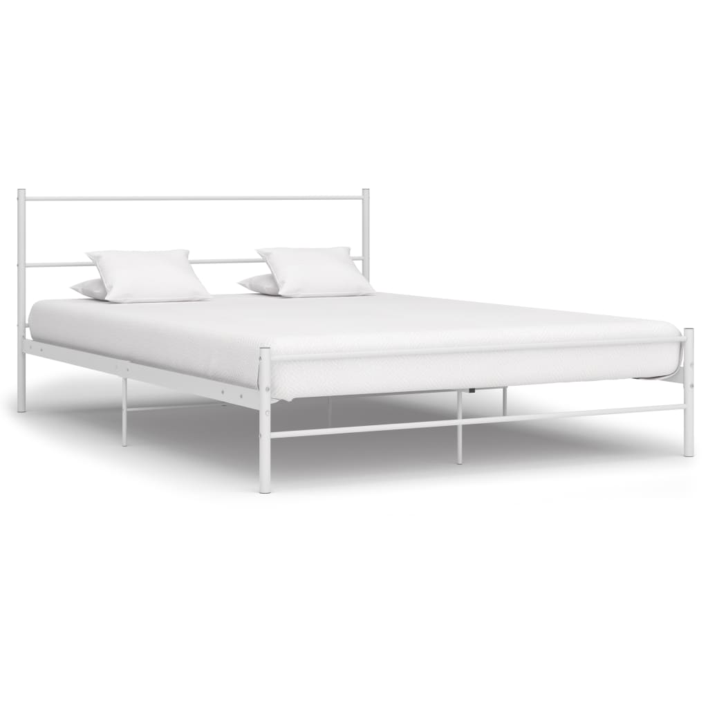 Bed Frame | White | Metal | Double | Durable | Bed Frame | Rectangular