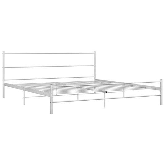 Bed Frame without Mattress with Headboard White 160x200cm Metal