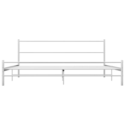 Bed Frame without Mattress with Headboard White 160x200 cm Metal