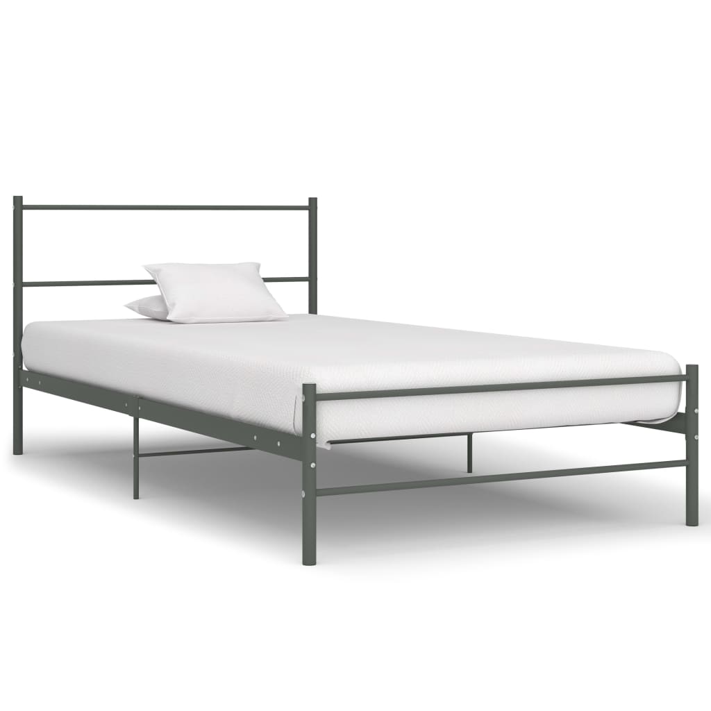 Bed Frame | Grey | Metal | Single | Sturdy | Bed Frame | Rectangular