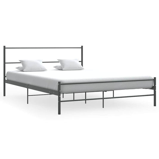 Bed Frame | Grey | Metal | 140x200 cm | Durable | Bed Frame | Rectangular