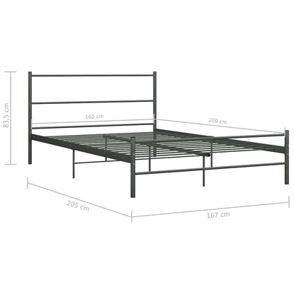 Bed Frame | Grey | Metal | Double | Durable | Bed Frame | Rectangular