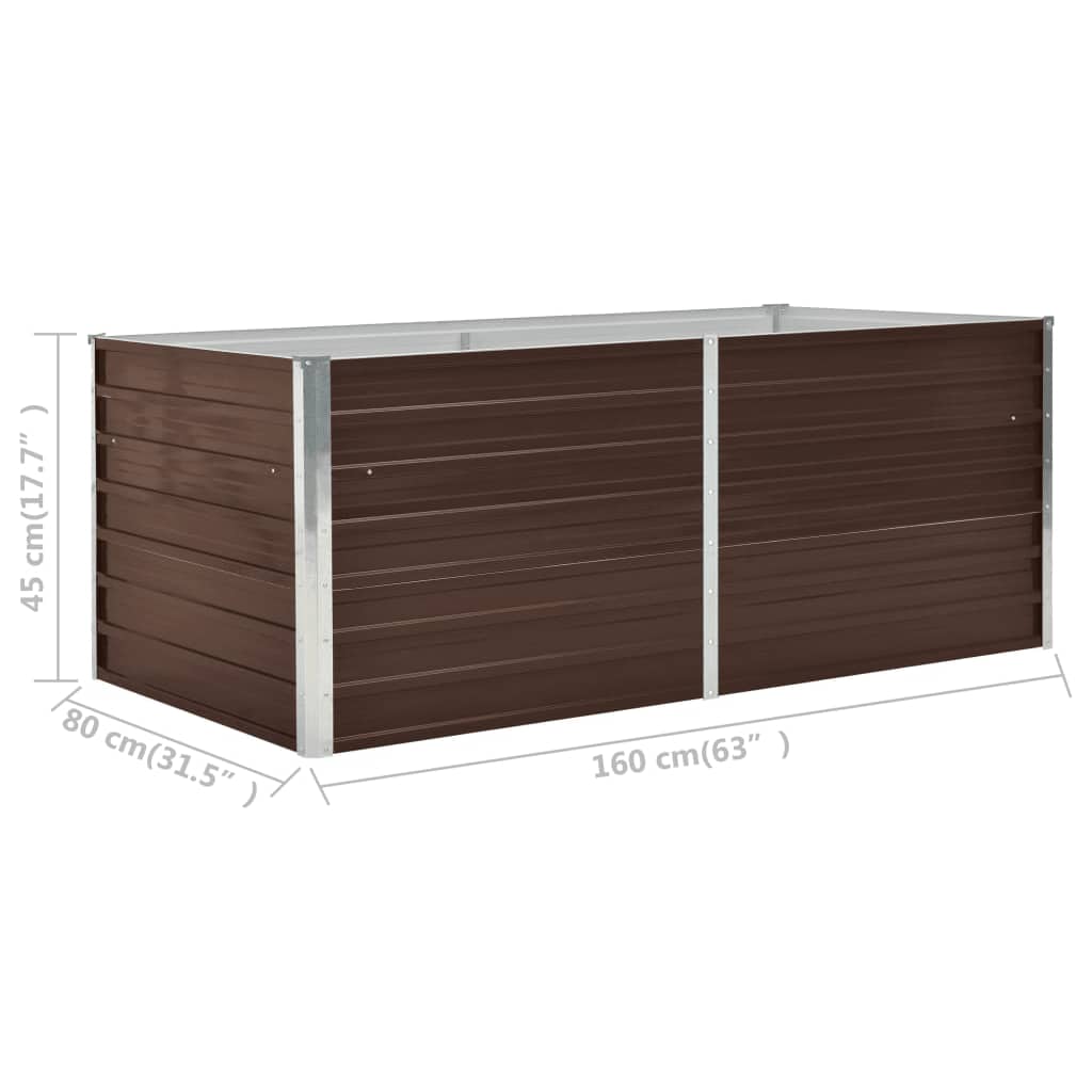 Raised Garden Bed 160x80x45 cm Galvanised Steel Brown