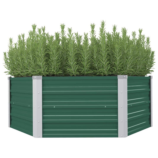 Raised Garden Bed 129x129x45 cm Galvanised Steel Green