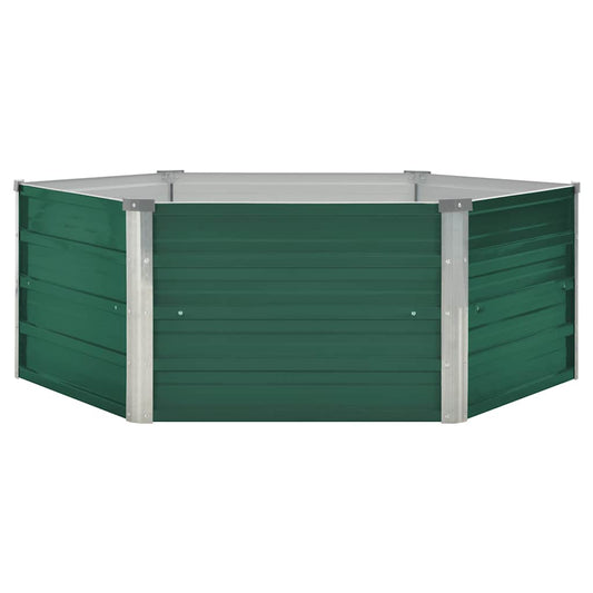 Raised Garden Bed 129x129x45 cm Galvanised Steel Green