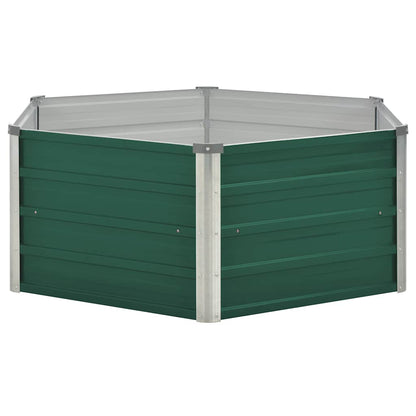 Raised Garden Bed 129x129x45 cm Galvanised Steel Green