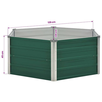 Raised Garden Bed 129x129x45 cm Galvanised Steel Green