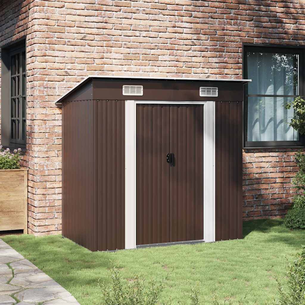 47027 vidaXL Garden Storage Shed Brown 194x121x181 cm Steel