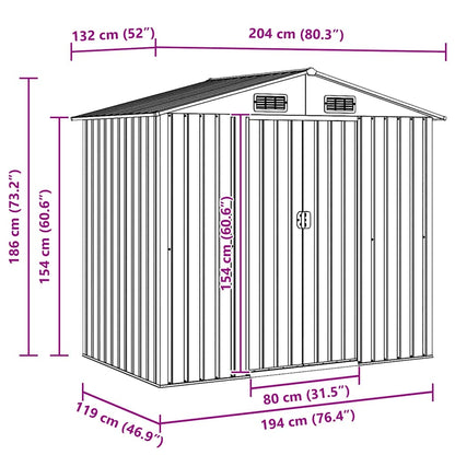 47029 vidaXL Garden Storage Shed Brown 204x132x186 cm Steel