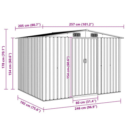 Garden Storage Shed Anthracite Steel 257x205x178 cm