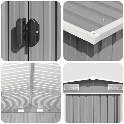 Garden Shed Grey 257x990x181 cm Galvanised steel