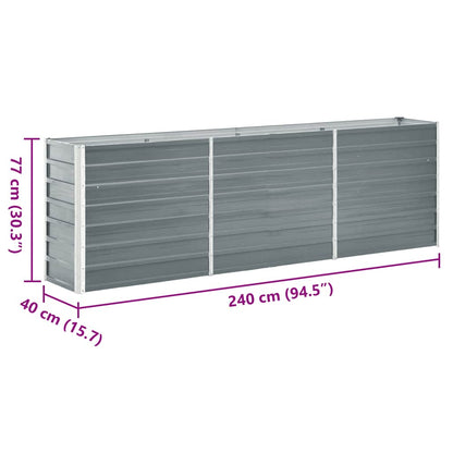 Garden Raised Bed Galvanised Steel 240x40x77 cm Grey