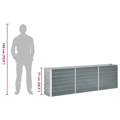 Garden Raised Bed Galvanised Steel 240x40x77 cm Grey