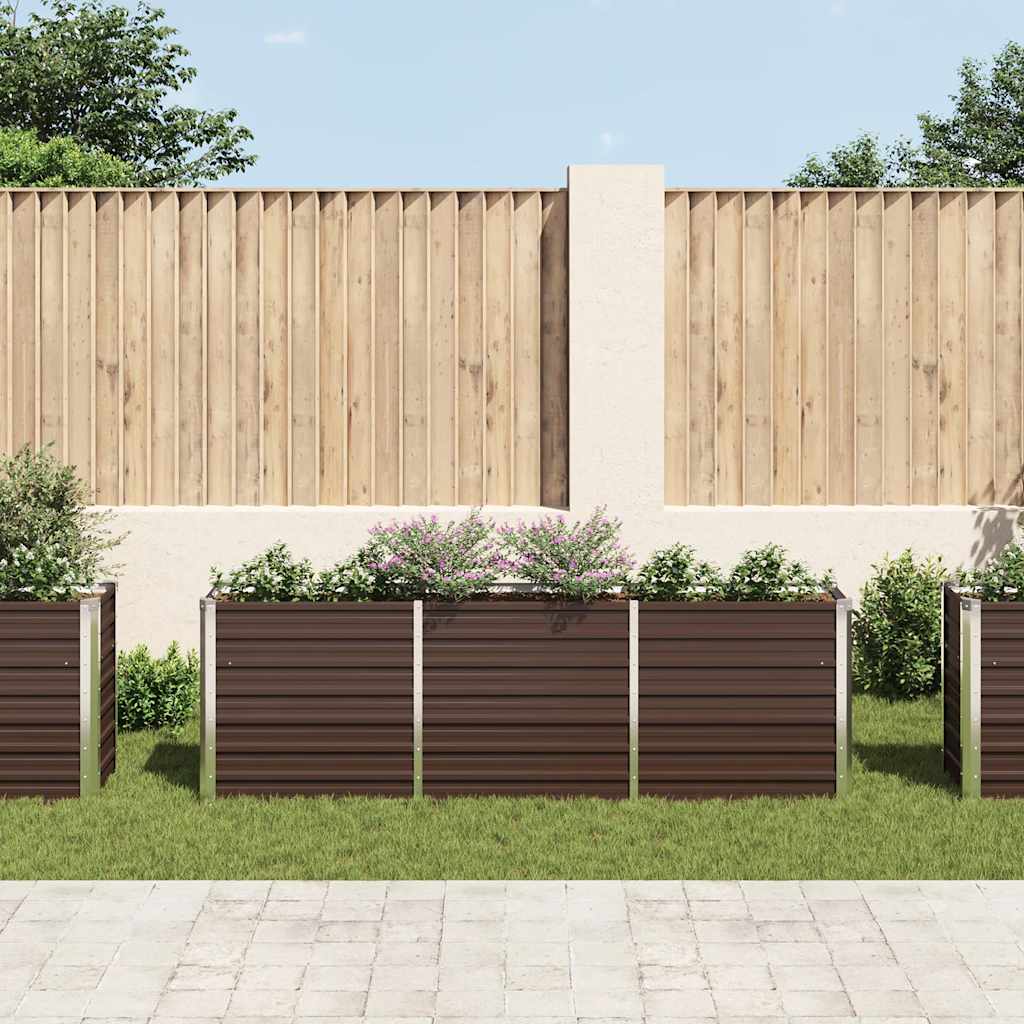 Garden Raised Bed Galvanised Steel 240x40x77 cm Brown