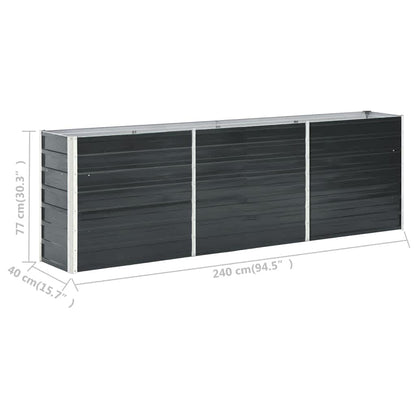 Garden Raised Bed Galvanised Steel 240x40x77 cm Anthracite