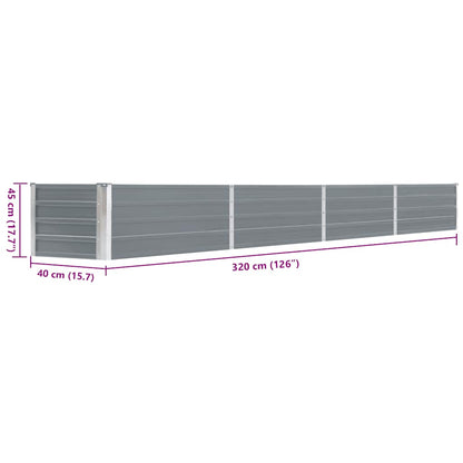Garden Raised Bed Galvanised Steel 320x40x45 cm Grey