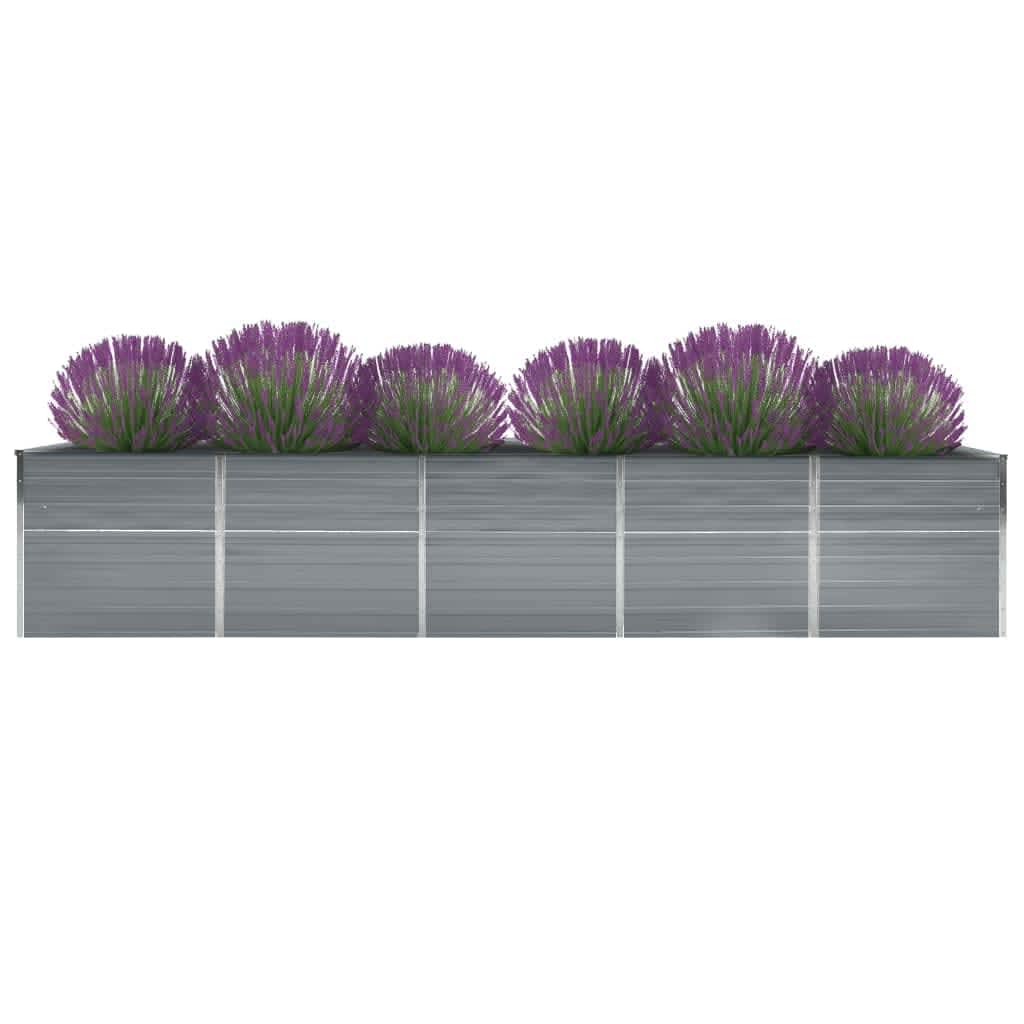 Garden Raised Bed Galvanised Steel 400x80x77 cm Grey