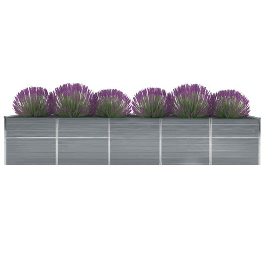 Garden Raised Bed Galvanised Steel 400x80x77 cm Grey