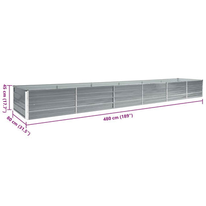 47064 vidaXL Garden Raised Bed Galvanised Steel 480x80x45 cm Grey