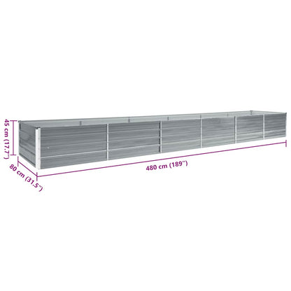 Garden Raised Bed Galvanised Steel 480x80x45 cm Grey