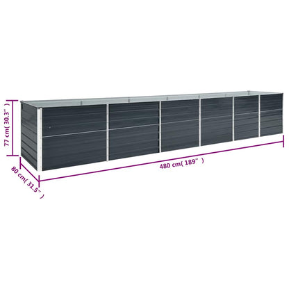 Garden Raised Bed Galvanised Steel 480x80x77 cm Anthracite